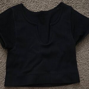 Gilly Hicks Black Fitted Cap Sleeve Crop Top
